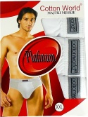 3X Slipy Męskie Klasyczne Majtki 100% Bawełniane Cotton World XL białe