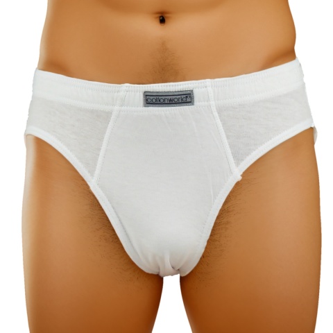 3X Slipy Męskie Klasyczne Majtki 100% Bawełniane Cotton World L białe