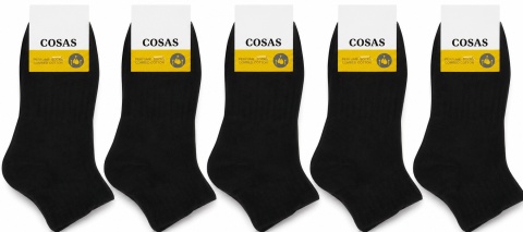 5x BAWEŁNIANE skarpetki CZARNE męskie premium 39-42