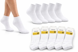 5x BAWEŁNIANE skarpetki BIAŁE damskie premium 39-42