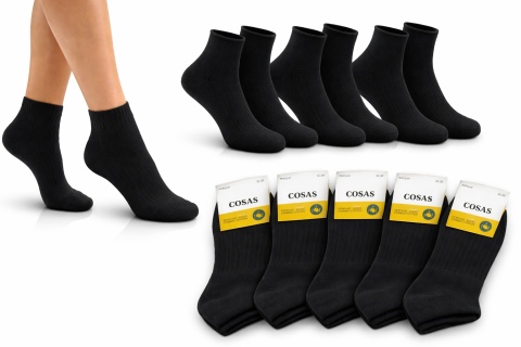 5x BAWEŁNIANE skarpetki CZARNE damskie premium 35-38