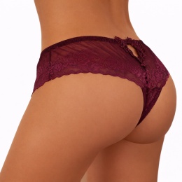 Stringi Damskie Koronkowe Wyższy Stan Plus Size burgund 3XL