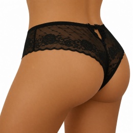 Stringi Damskie Koronkowe Wyższy Stan Plus Size czarne XL