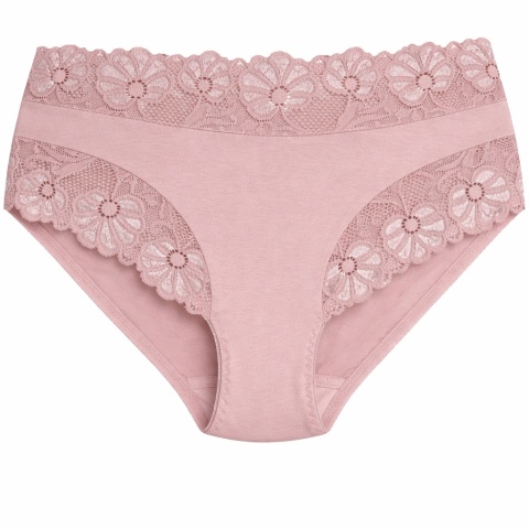 Majtki Damskie Wygodne Pełne Bawełniane Plus Size z Koronką 2XL różowe