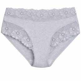 Majtki Damskie Wygodne Pełne Bawełniane Plus Size z Koronką 2XL szare