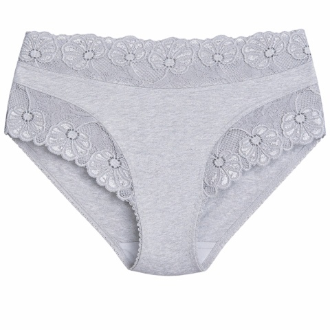 Majtki Damskie Wygodne Pełne Bawełniane Plus Size z Koronką 3XL szare