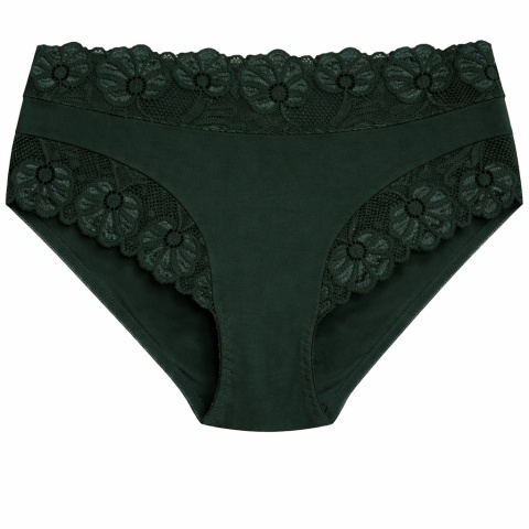 Majtki Damskie Wygodne Pełne Bawełniane Plus Size z Koronką XL zielone