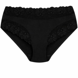 Majtki Damskie Wygodne Pełne Bawełniane Plus Size z Koronką 2XL czarne