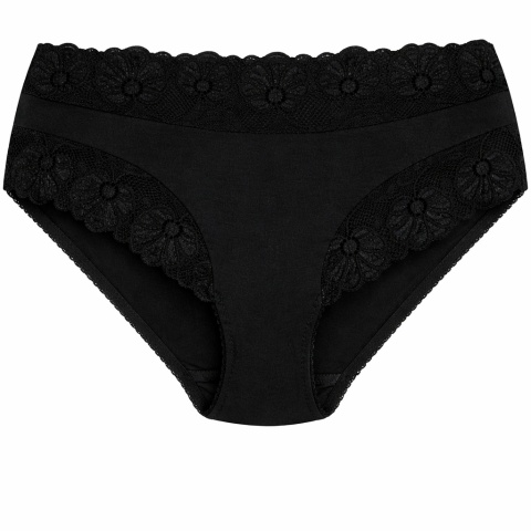 Majtki Damskie Wygodne Pełne Bawełniane Plus Size z Koronką 3XL czarne