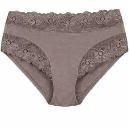 Majtki Damskie Wygodne Pełne Bawełniane Plus Size z Koronką 3XL mocca