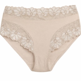 Majtki Damskie Wygodne Pełne Bawełniane Plus Size z Koronką XL beżowe