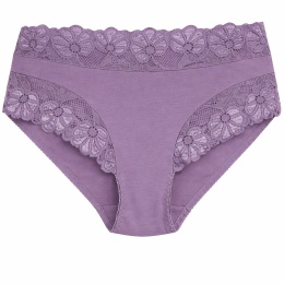 Majtki Damskie Wygodne Pełne Bawełniane Plus Size z Koronką XL wrzosowe
