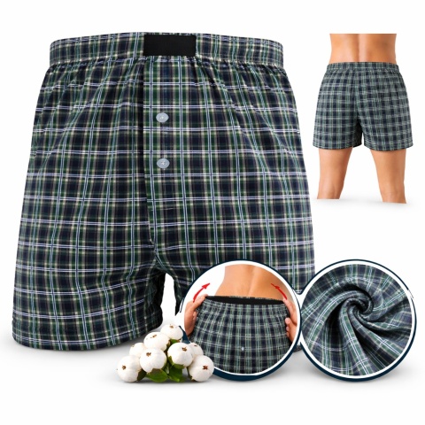 LUŹNE majtki WYGODNE BOKSERKI MĘSKIE DO SPANIA 100% bawełna 4XL zielone
