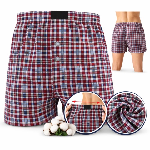 LUŹNE majtki WYGODNE BOKSERKI MĘSKIE DO SPANIA 100% bawełna 6XL czerwone