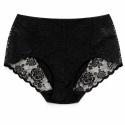 Majtki Damskie Bawełniane Figi Wysoki Stan z Koronką Plus Size 2XL Czarne