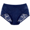 Majtki Damskie Bawełniane Figi Wysoki Stan z Koronką Plus Size 2XL granat