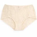 Majtki Damskie Bawełniane Figi Wysoki Stan z Koronką Plus Size 3XL ecru