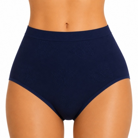 Majtki Damskie Pełne Wysokie Figi Lekko Opinające Granat roz. uniwersalny