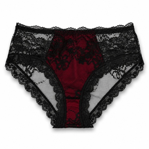 Majtki Damskie Seksowne Koronkowe Figi z Kokardką L/XL czarno-czerwone