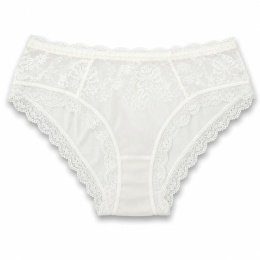 Majtki Damskie Seksowne Koronkowe Figi z Kokardką L/XL biały-ecru