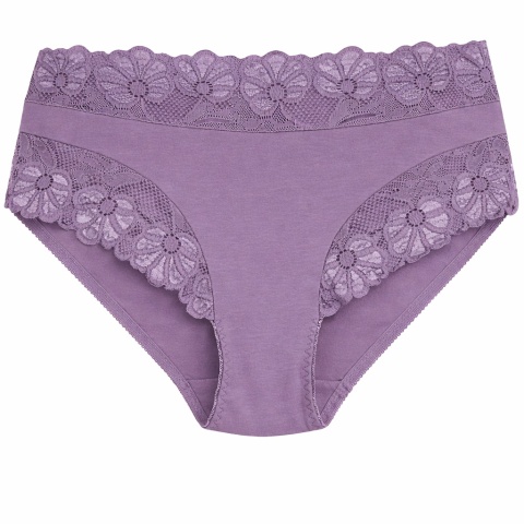 Majtki Damskie Wygodne Pełne Bawełniane Plus Size z Koronką 2XL wrzosowe