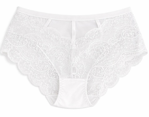 Majtki Damskie Wysoki Stan Wygodne Figi Plus Size z Koronką 2XL białe