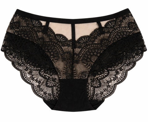 Majtki Damskie Wysoki Stan Wygodne Figi Plus Size z Koronką 3XL czarny-beż