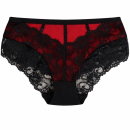 Majtki Damskie Wysoki Stan Wygodne Figi Plus Size z Koronką 3XL z czerwonym