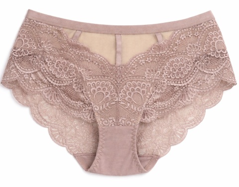 Majtki Damskie Wysoki Stan Wygodne Figi Plus Size z Koronką 3XL mocca