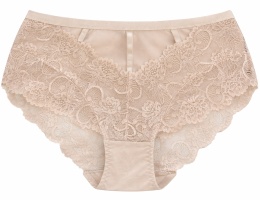 Majtki Damskie Wysoki Stan Wygodne Figi Plus Size z Koronką 4XL beżowe