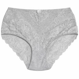 Plus Size Śliczne Majtki Damskie Bawełniane Figi Koronkowe 3XL szare