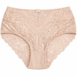 Plus Size Śliczne Majtki Damskie Bawełniane Figi Koronkowe 4XL beżowy