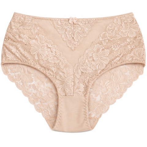 Plus Size Śliczne Majtki Damskie Bawełniane Figi Koronkowe 4XL beżowy