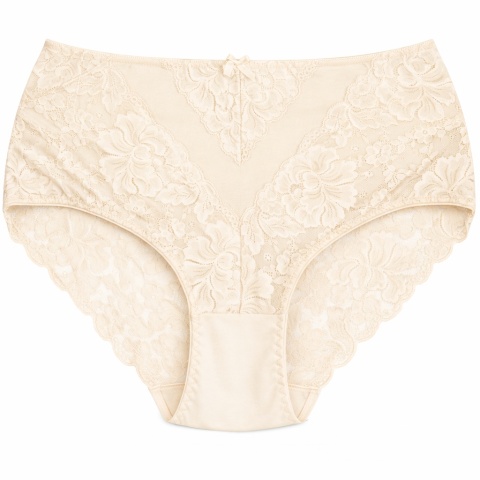 Plus Size Śliczne Majtki Damskie Bawełniane Figi Koronkowe 4XL ecru
