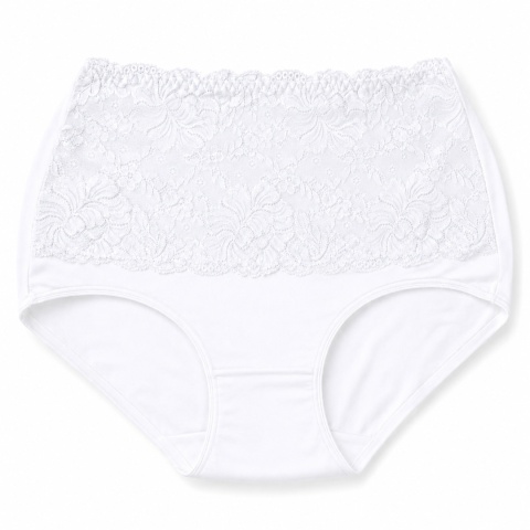Wysoki Stan Majtki Damskie Figi Plus Size z Koronką 3XL białe