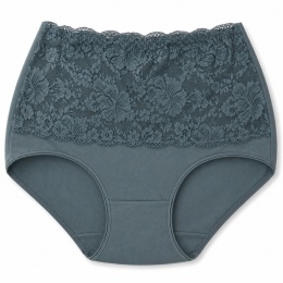 Wysoki Stan Majtki Damskie Figi Plus Size z Koronką 4XL szaro j.zieleń